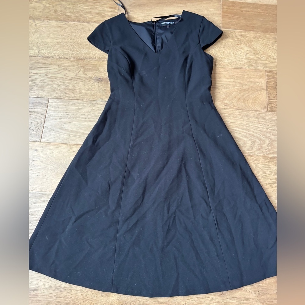 Karl Lagerfeld black a-line midi dress 4